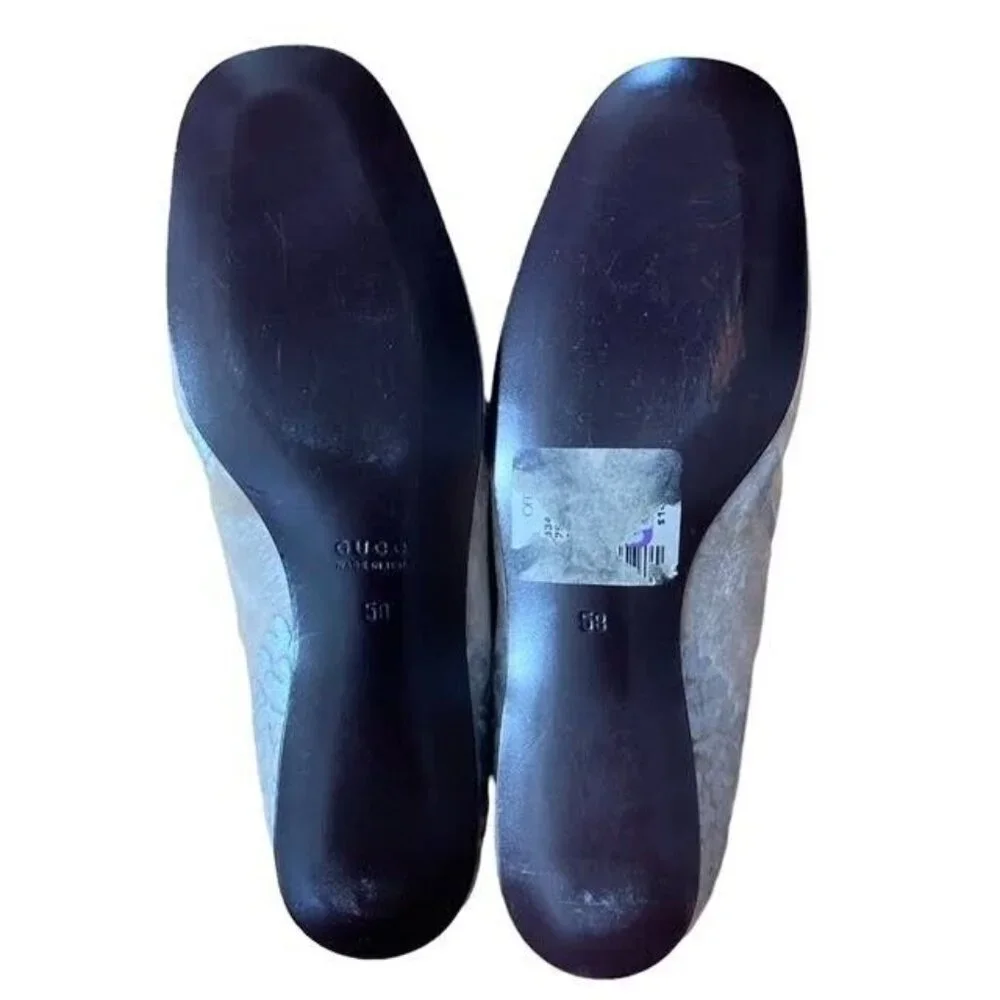 Vintage Tom Ford GUCCI sz 5 loafers flat shoes velvet gray damask - Picture 8 of 8